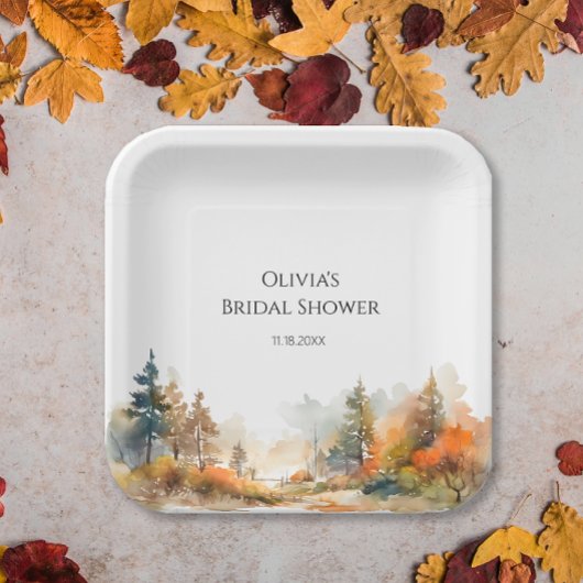 Rustiek Woodland Autumn Forest Vrijgezellenfeest Papieren Bordje