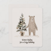 Rustiek Woodland Beer met kerstboom Feestdagenkaart (Voorkant / Achterkant)