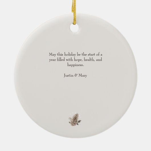 Rustiek Woodland Beer met kerstboom Keramisch Ornament (Achterkant)