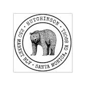 Rustiek Woodland Beer Rond Familie Retouradres Rubberstempel (Afrduk)