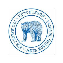 Rustiek Woodland Beer Rond Familie Retouradres Zelfinktende Stempel