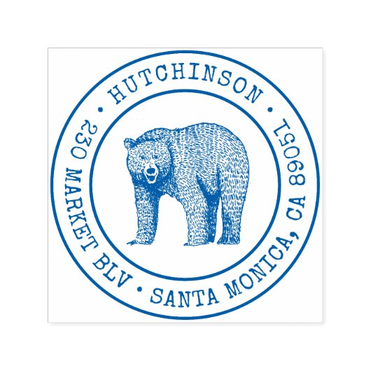 Rustiek Woodland Beer Rond Familie Retouradres Zelfinktende Stempel (Design)