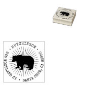Rustiek Woodland Beer Rond retouradres Rubberstempel (Gestempeld)