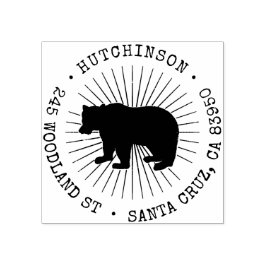 Rustiek Woodland Beer Rond retouradres Rubberstempel