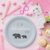 Rustiek Woodland Beren Adventure Baby shower Papieren Bordje (Feest)