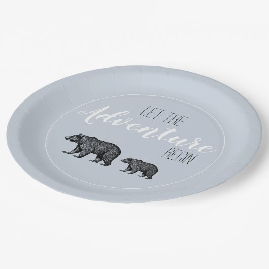 Rustiek Woodland Beren Adventure Baby shower Papieren Bordje (Gekanteld)
