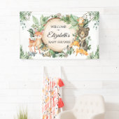 Rustiek Woodland Greenery Baby shower Welkom Spandoek (Insitu)