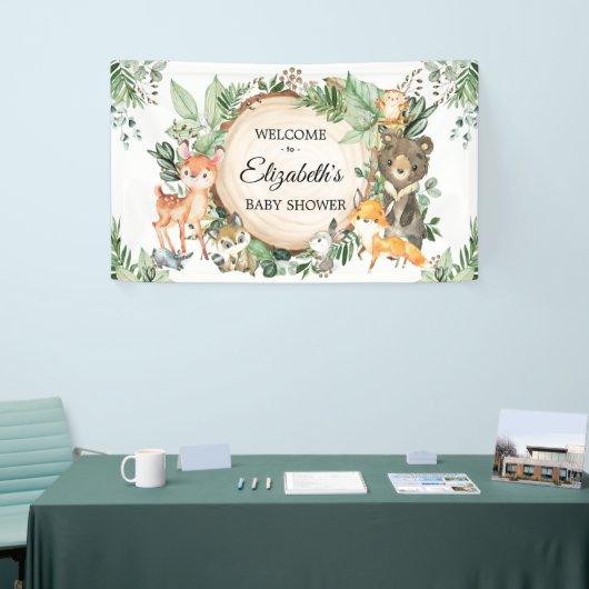 Rustiek Woodland Greenery Baby shower Welkom Spandoek (Beurs)