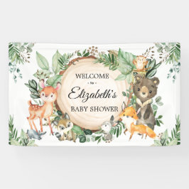 Rustiek Woodland Greenery Baby shower Welkom Spandoek
