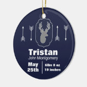 Rustiek Woodland Grey Herten & Navy Foto Keramisch Ornament (Links)