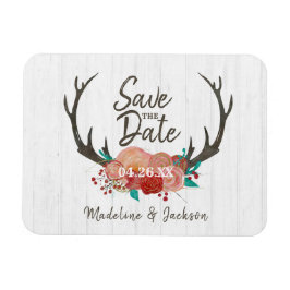Rustiek Woodland Herten Antler Boeket Save the Dat Magneet