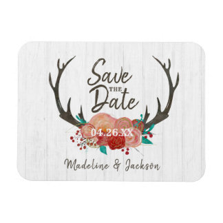 Rustiek Woodland Herten Antler Boeket Save the Dat Magneet