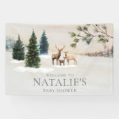 Rustiek Woodland Herten Baby shower Spandoek (Horizontaal)