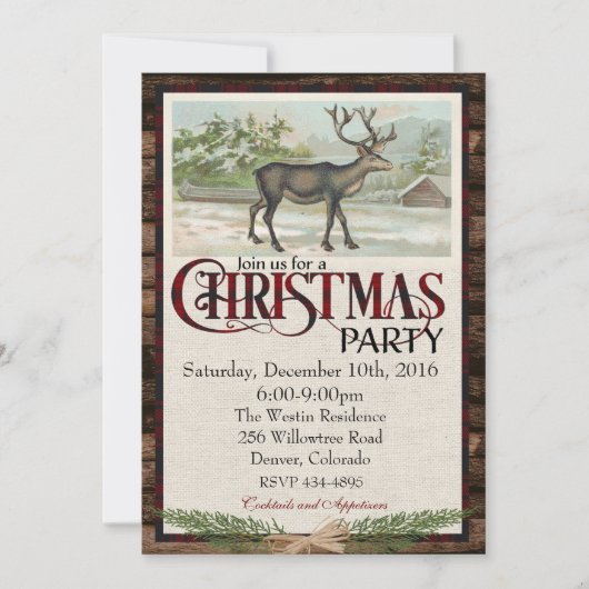 Rustiek Woodland Kerstfeest Kaart (Voorkant)