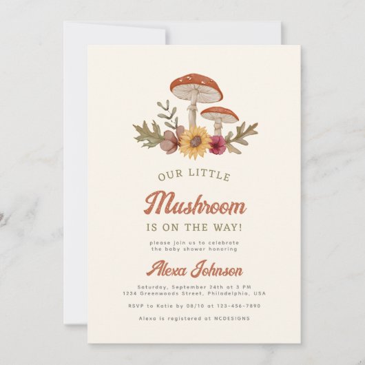 Rustiek Woodland Mushroom Boho Baby shower Kaart (Voorkant)