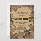 Rustiek Woodland Regen Bos Dieren Bruin Kraft Kaart (Voorkant)