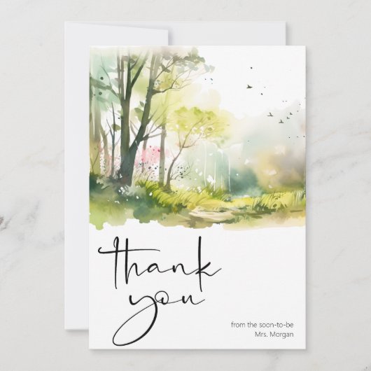 Rustiek Woodland Spring Forest Vrijgezellenfeest Bedankkaart (Voorkant)