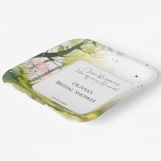 Rustiek Woodland Spring Forest Vrijgezellenfeest Papieren Bordje (Gebogen)