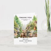 Rustiek Woodland Waterverf Baby shower Bedankkaart (Voorkant)