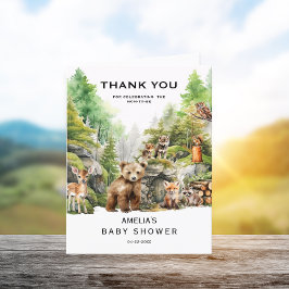 Rustiek Woodland Waterverf Baby shower Bedankkaart