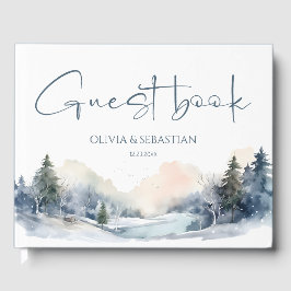 Rustiek Woodland Winter Bos Bruiloft Gastenboek