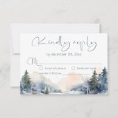 Rustiek Woodland Winter Bos Bruiloft RSVP Kaartje (Voorkant)