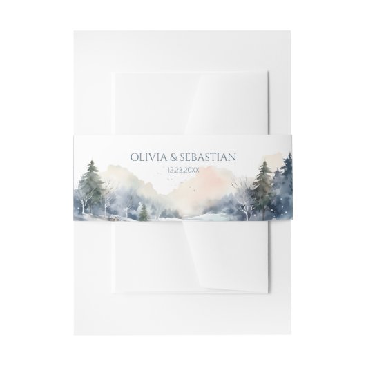 Rustiek Woodland Winter Bos Bruiloft Uitnodigingen Wikkel (Voorkant Voorbeeld)