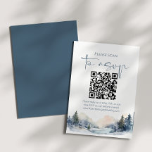 Rustiek Woodland Winter Forest QR code Bruiloft