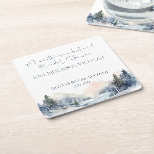Rustiek Woodland Winter Forest Vrijgezellenfeest Kartonnen Onderzetters (Schuin)