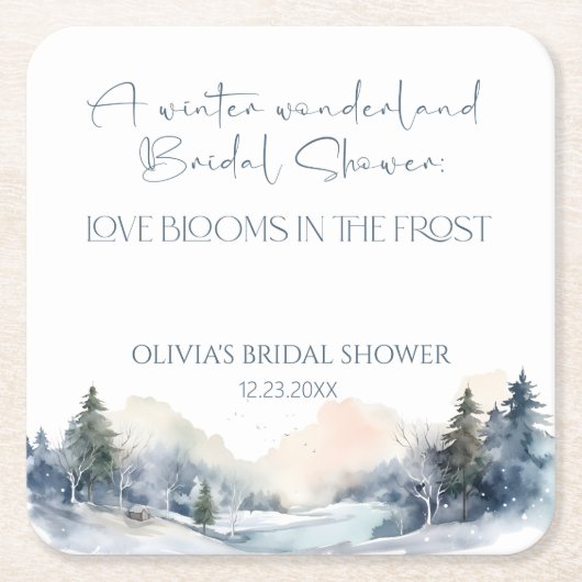 Rustiek Woodland Winter Forest Vrijgezellenfeest Kartonnen Onderzetters (Voorkant)