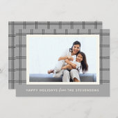 Rustiek Zacht Grijs Geplaagd Custom Foto Kerst Gri Feestdagenkaart (Voorkant / Achterkant)