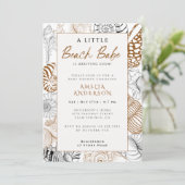 Rustiek Zee Shell Line Art Beach Babe Baby shower Kaart (Staand voorkant)