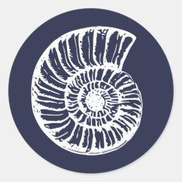 Rustiek Zee Slak Shell Blauw Strand Bruiloft Ronde Sticker