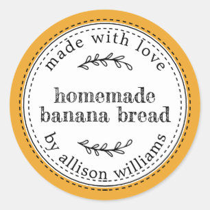 Rustiek zelfgemaakt bananenbrood Mellow Yellow Che Ronde Sticker