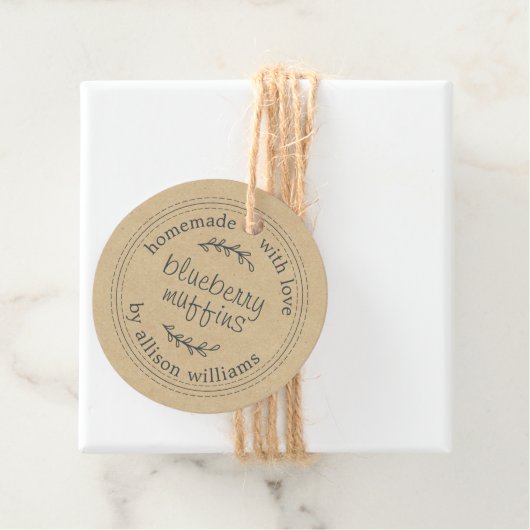 Rustiek Zelfgemaakt Blueberry Muffins Kraft-papier Bedankjes Labels (In situ)