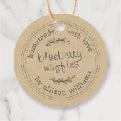 Rustiek Zelfgemaakt Blueberry Muffins Kraft-papier Bedankjes Labels (Achterkant)
