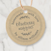Rustiek Zelfgemaakt Blueberry Muffins Kraft-papier Bedankjes Labels (Voorkant)