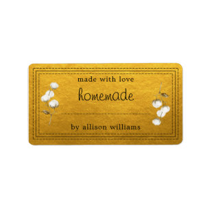 Rustiek Zelfgemaakt Label Katoen Sprig Gold