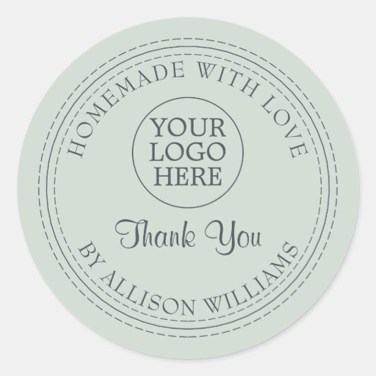 Rustiek zelfgemaakt met liefde dank u Logo Green Ronde Sticker (Voorkant)