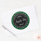Rustiek Zelfgemaakte Appeltaart Groen Zwart Plaid Ronde Sticker (Envelop)