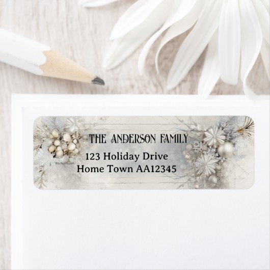 Rustiek Zilver Chic Kerst Retour Adres Label (Insitu)