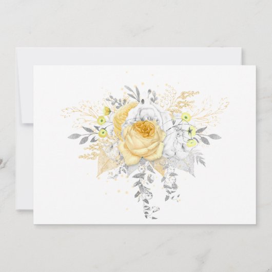 Rustiek zilver en goud bloemig Afstuderen Foto Aankondiging (Achterkant)