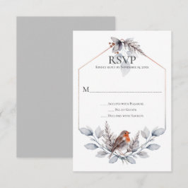 Rustiek Zilver Grijs Roest Botanische Vogel RSVP Kaartje