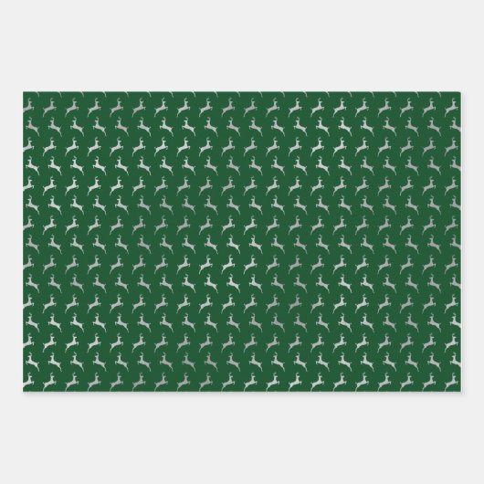 Rustiek Zilver Rendier Groene Vakantie Inpakpapier Vel (Voorkant 3)