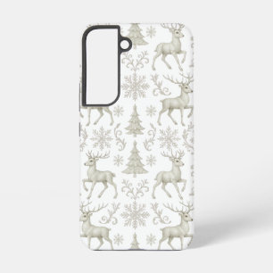 Rustiek, zilver/wit modern kerstpatroon samsung galaxy hoesje