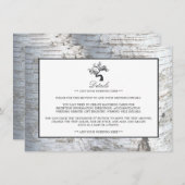 Rustiek Zilveren Berk Boom Bruiloft Detail Informatiekaartje (Voorkant / Achterkant)