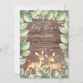 Rustiek Zoet Herten Paar Baby shower Invitation Kaart (Voorkant)