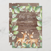Rustiek Zoet Herten Paar Baby shower Invitation Kaart (Voorkant / Achterkant)