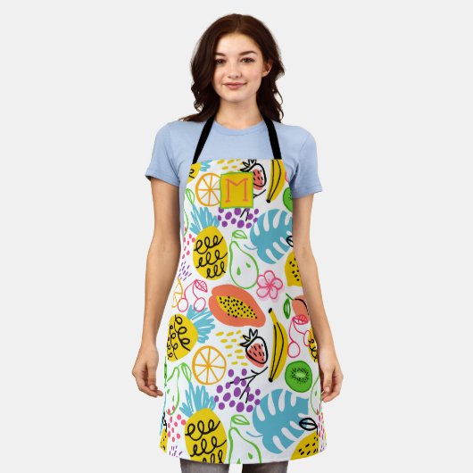 Rustiek Zomer Fruit Patroon Schort (Gedragen)