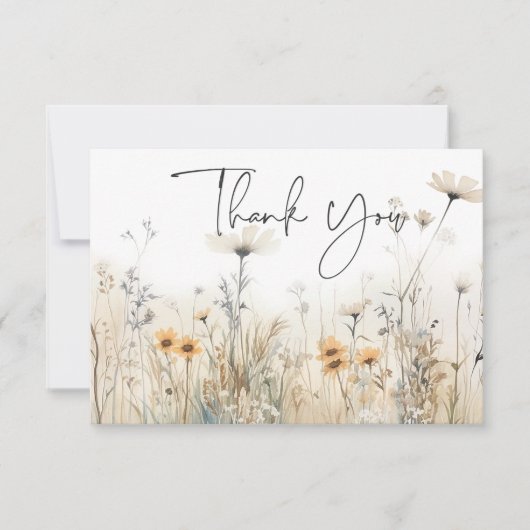 Rustiek Zomer Veld van Wildbloemen Bruiloft Bedankkaart (Voorkant)